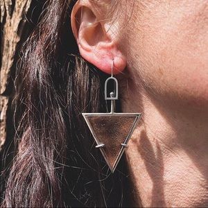 Etched copper and sterling silver earrings